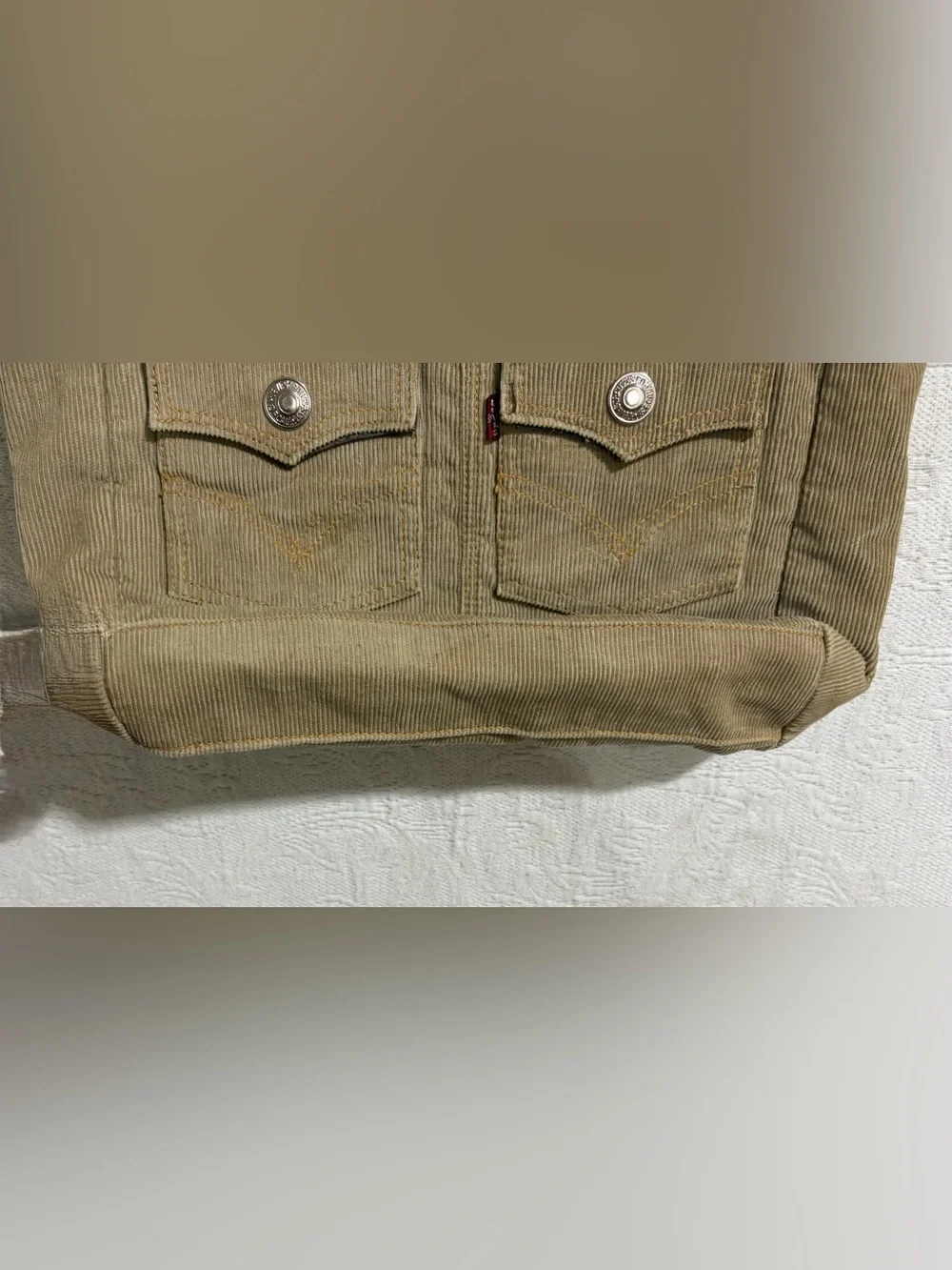 90's Y2K Levi's Jeans Beige Corduroy Tote Purse Bag Red Tag VTG